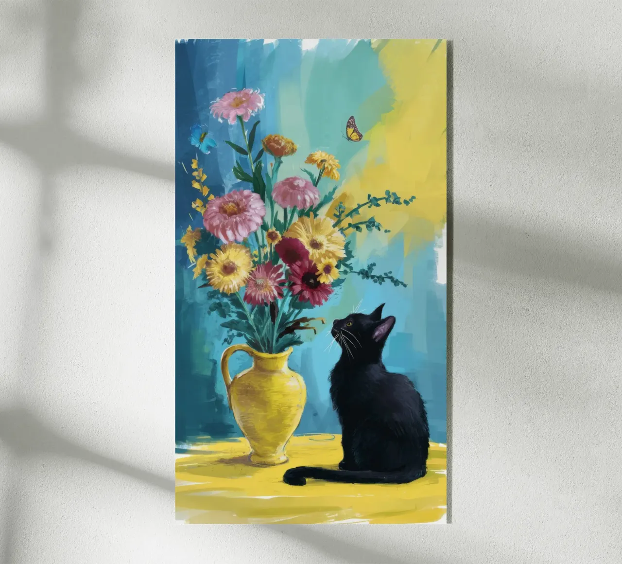 Gatto nero Fiori gialli plexiglass da FadeAura