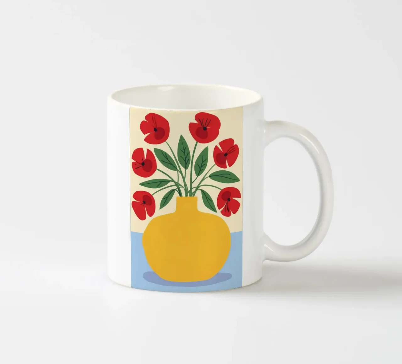 Yellow Vase Red Poppies ceramic mug by Haven Fantasy