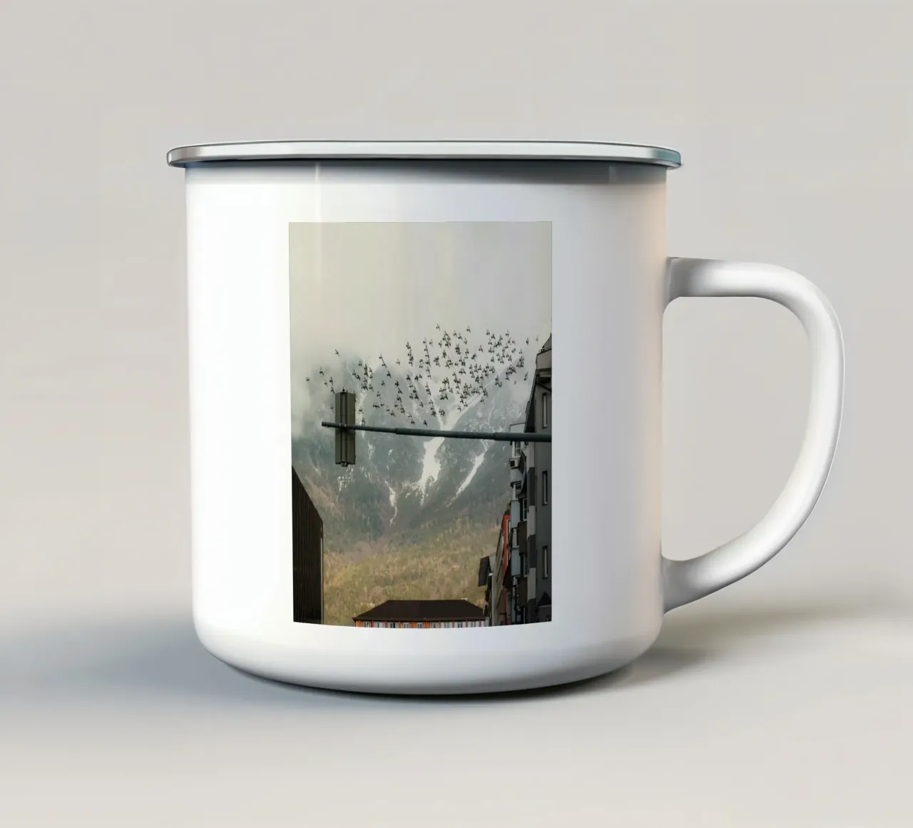 balcone montagna tazza in smalto da animal story home