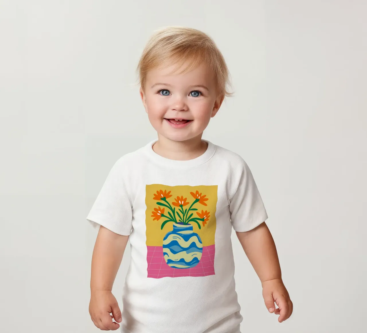 Gewellte Vase Ringelblumen Baby T-Shirt von Haven Fantasy
