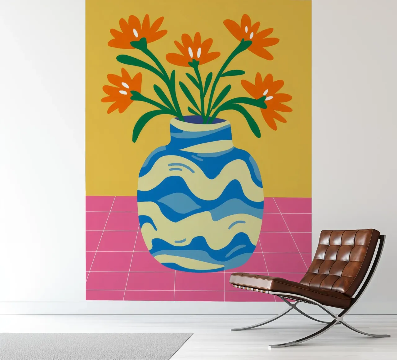 Gewellte Vase Ringelblumen Fototapete von Haven Fantasy