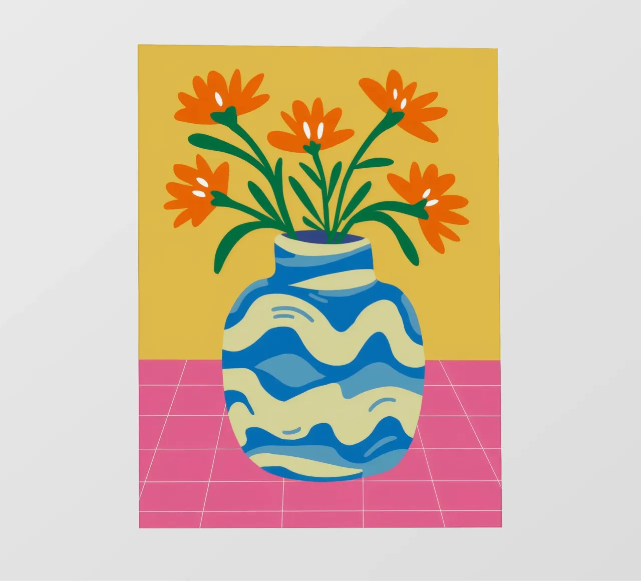 Gewellte Vase Ringelblumen Fototapete von Haven Fantasy