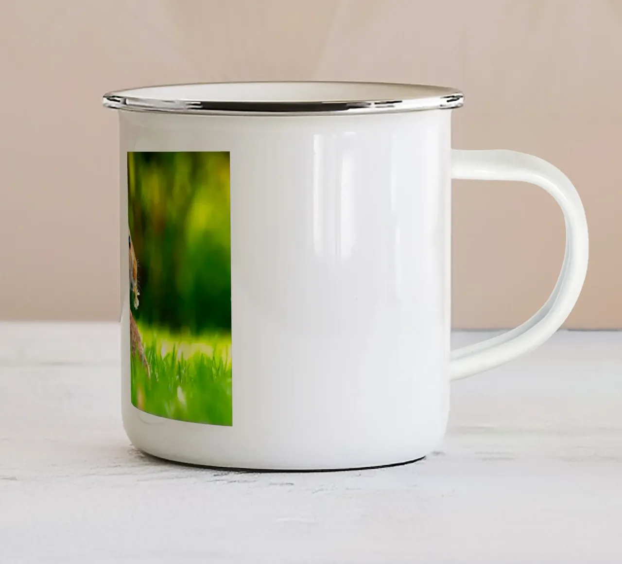 coniglio verde tazza in smalto da animal story home