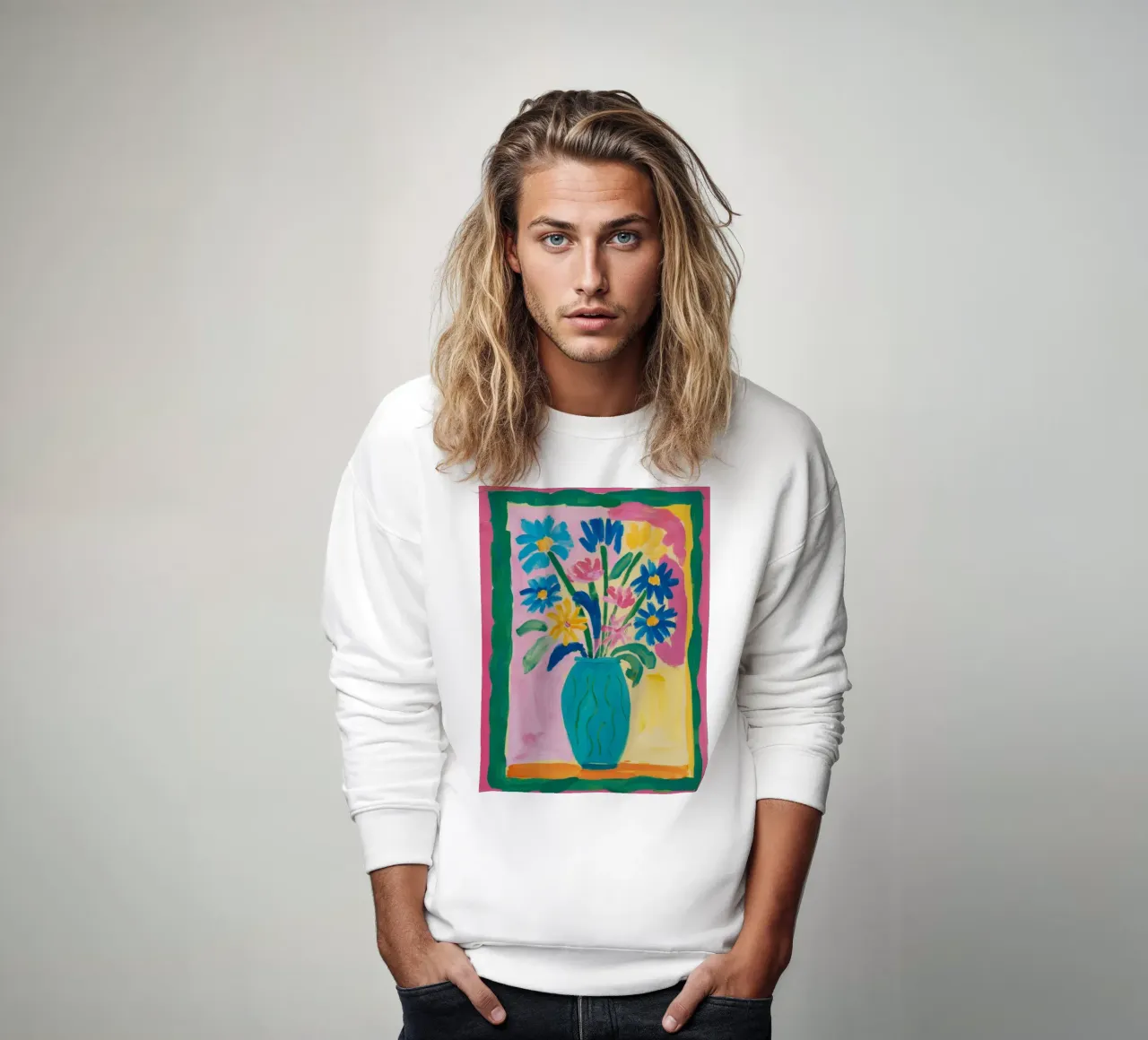 Bouquet di vasi con sciarpa felpa da Pan Denim