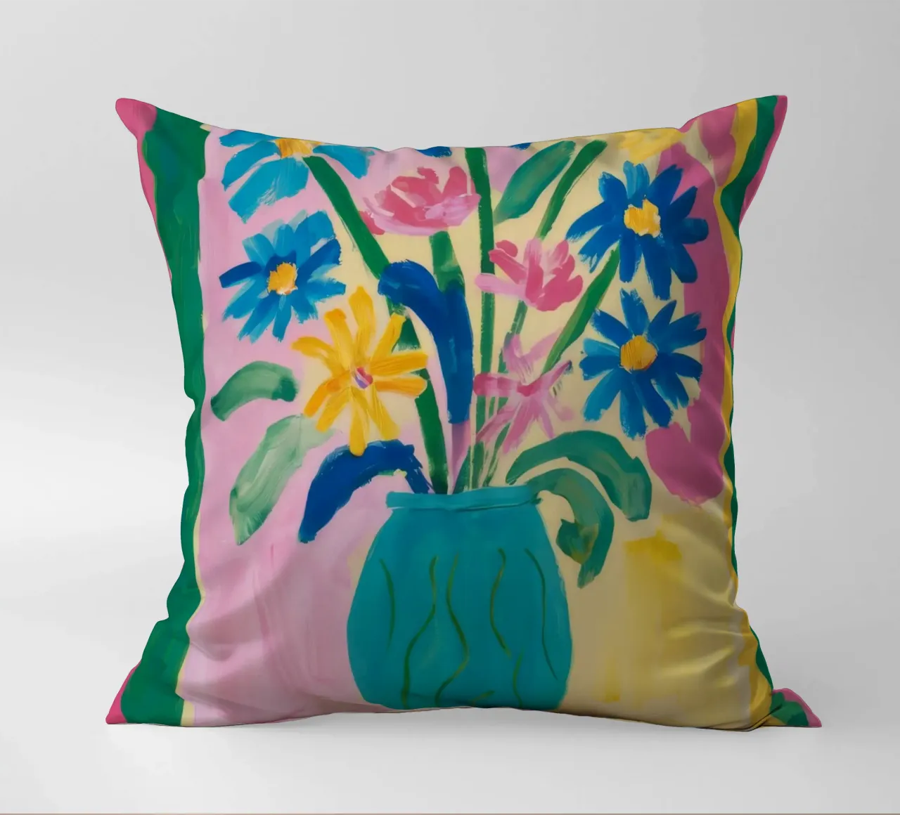 Bouquet di vasi con sciarpa cuscino da Pan Denim