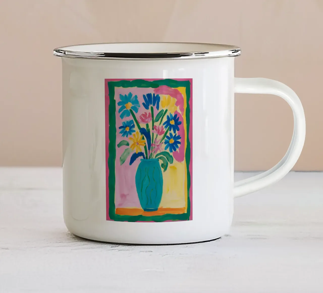 Bouquet di vasi con sciarpa tazza in smalto da Pan Denim