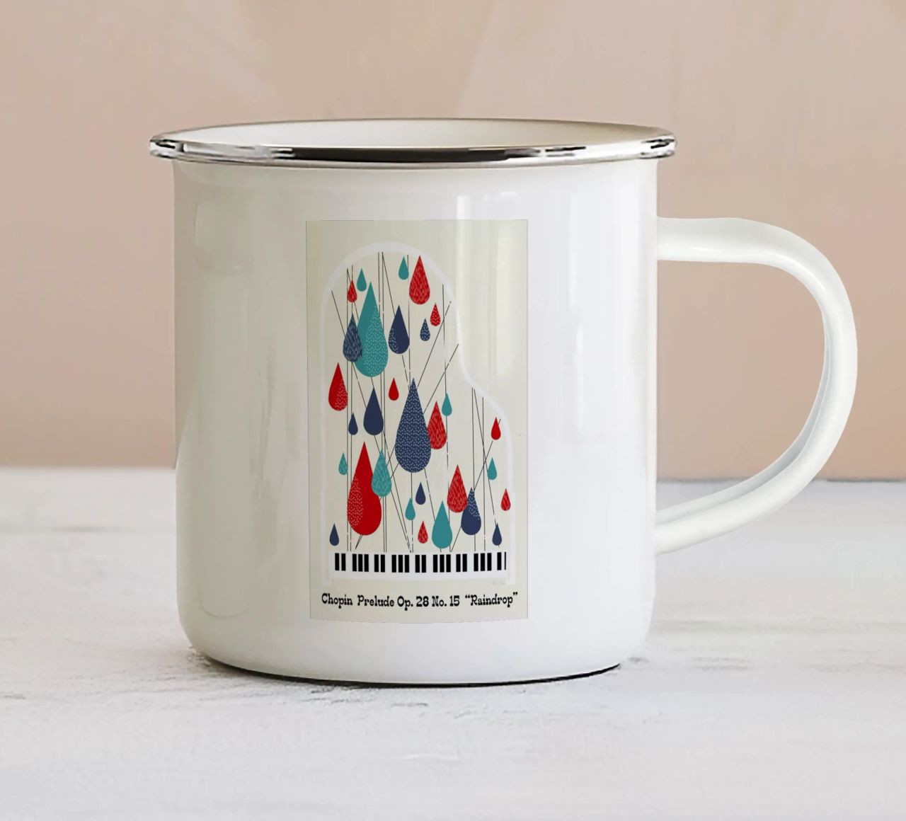 Chopin - Raindrop Prelude by Prelude Posters Emaille Tasse von Prelude Posters