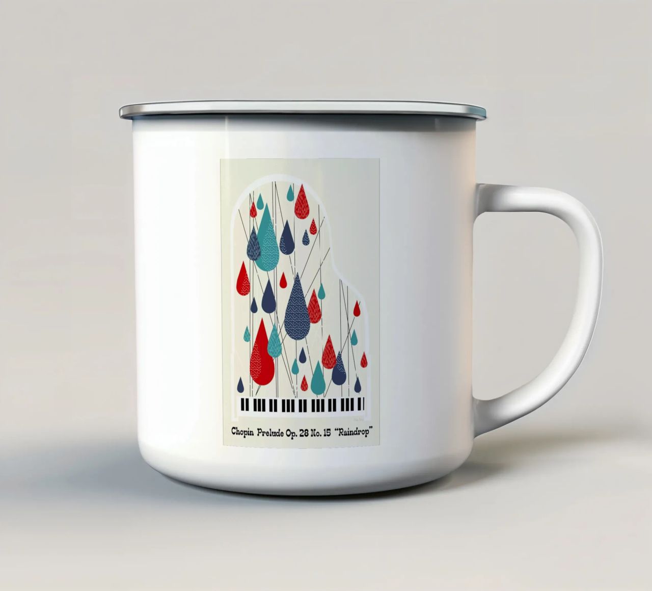 Chopin - Raindrop Prelude by Prelude Posters Emaille Tasse von Prelude Posters