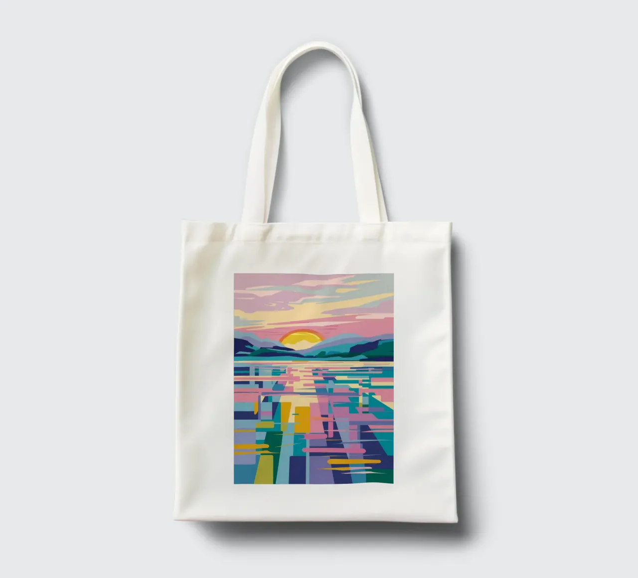 Lago del Atardecer Abstracto tote bag de FadeAura