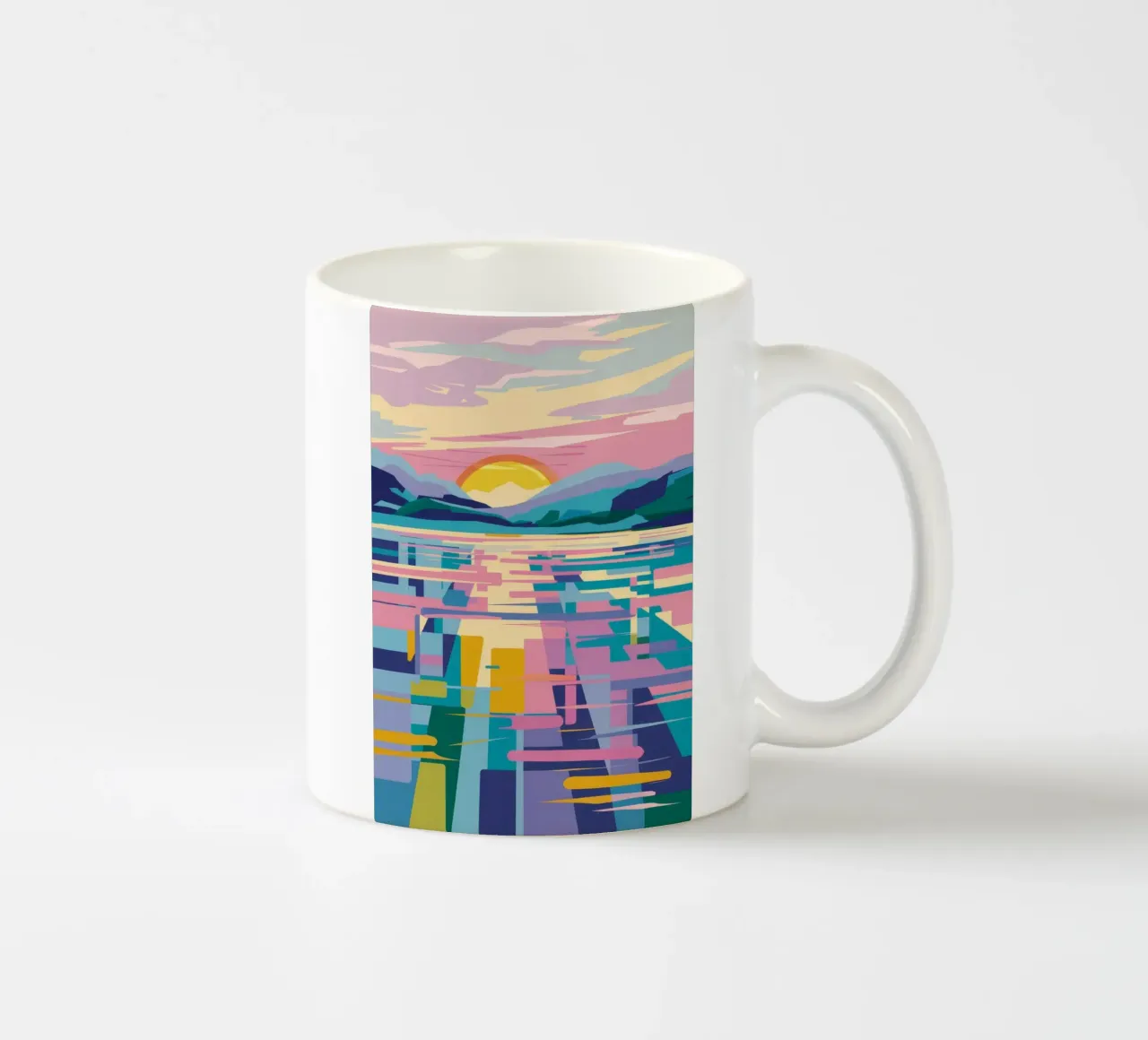 Abstract Zonsondergangmeer keramische mok van FadeAura