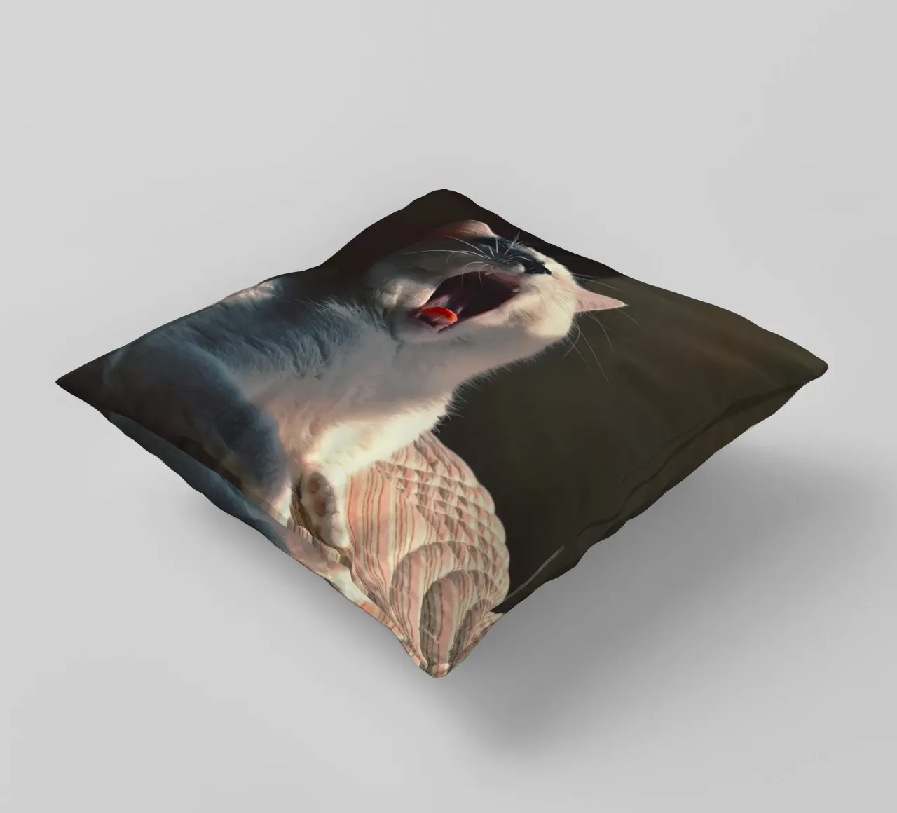 yawning cat decorative cushion by animal story home