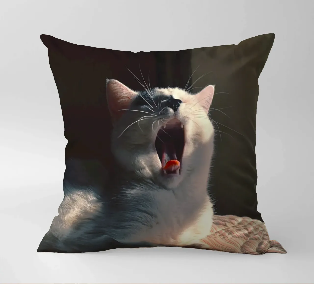 yawning cat decorative cushion by animal story home