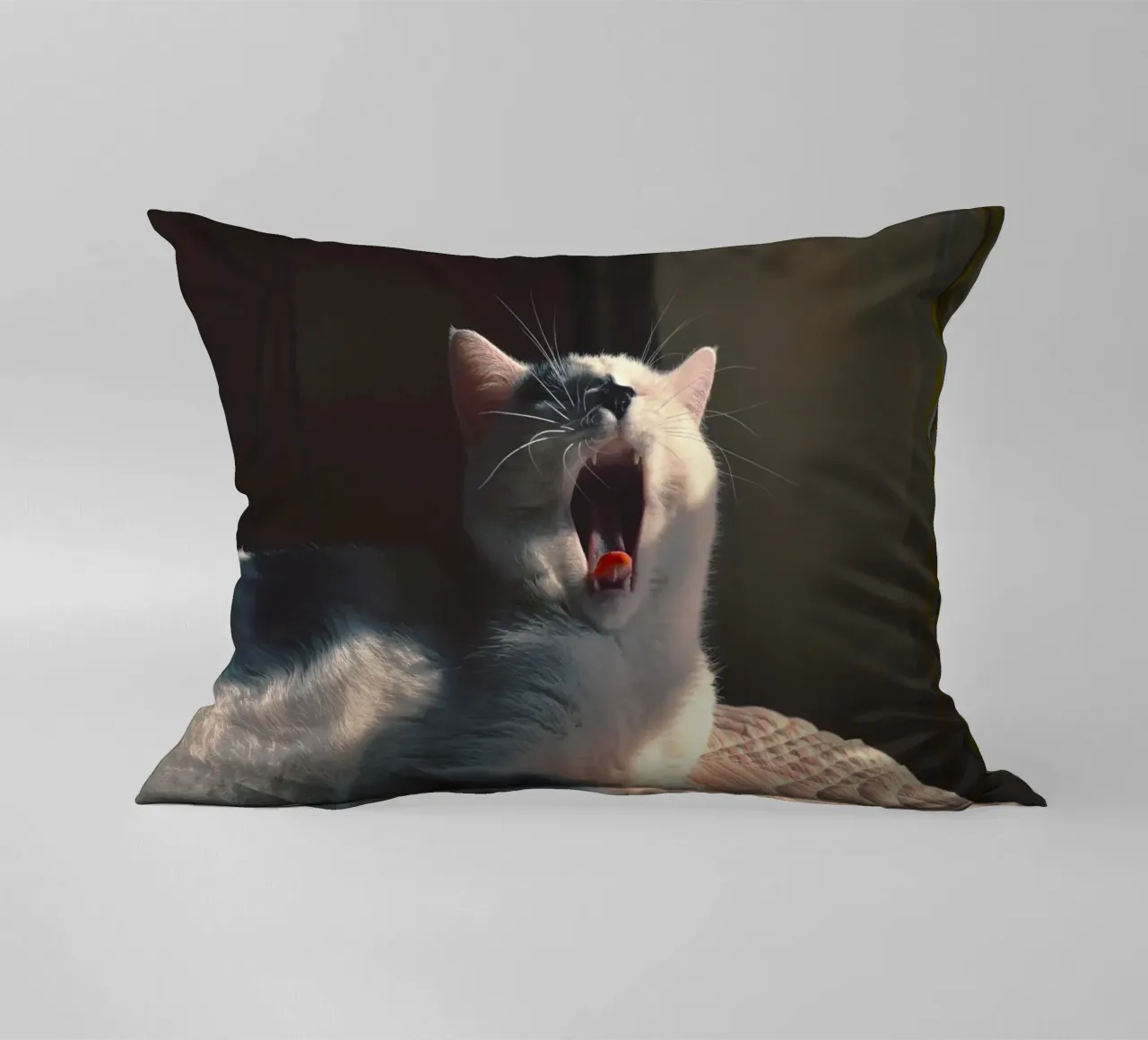 yawning cat decorative cushion by animal story home