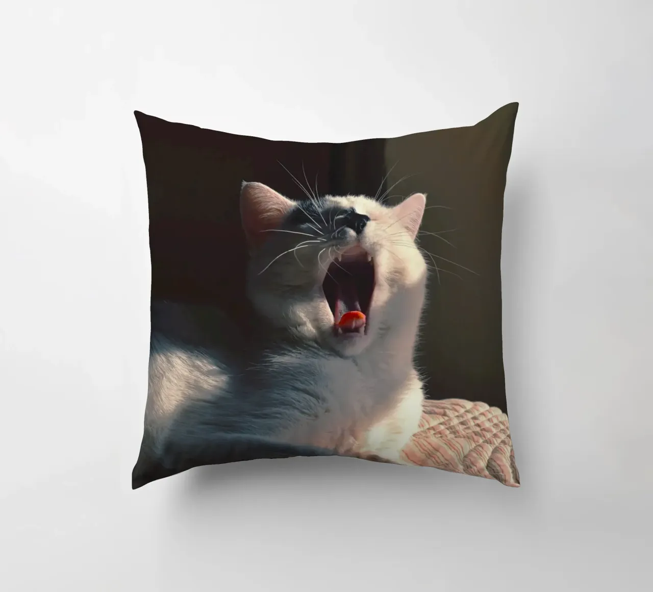yawning cat decorative cushion by animal story home