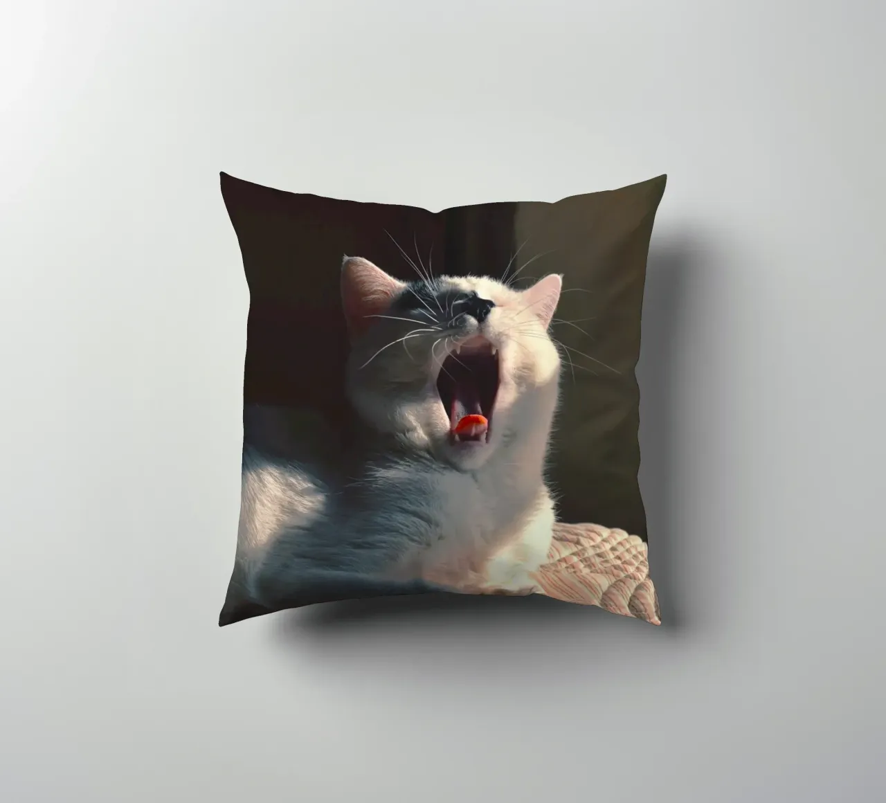 yawning cat decorative cushion by animal story home