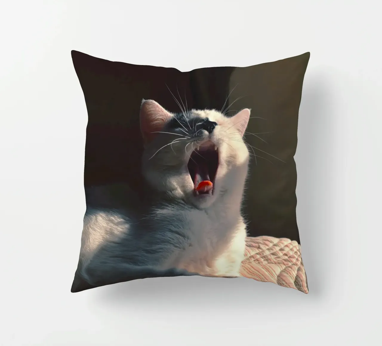 yawning cat decorative cushion by animal story home
