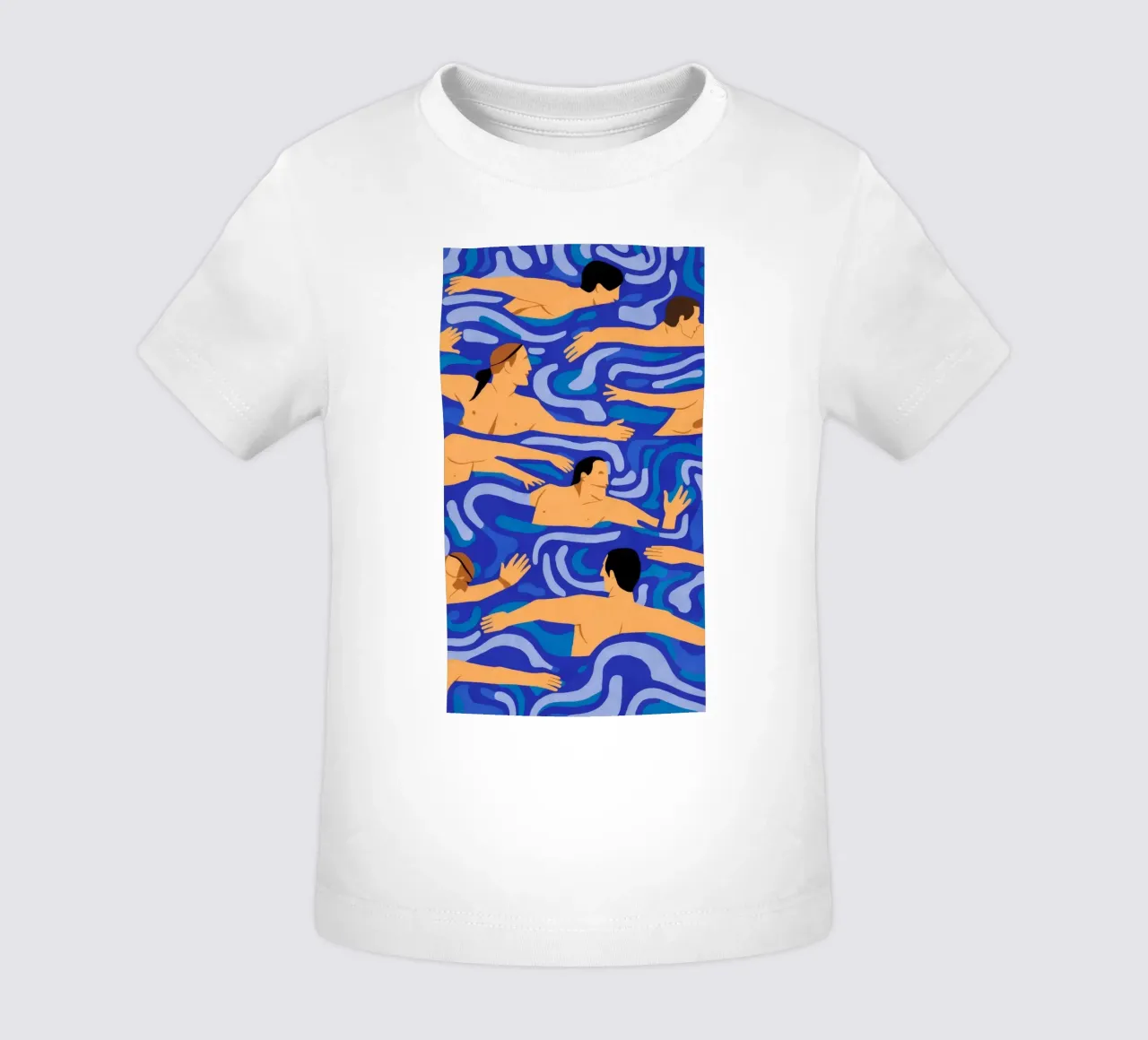 Blauer Schwimmer Muster Baby T-Shirt von Stone Decade