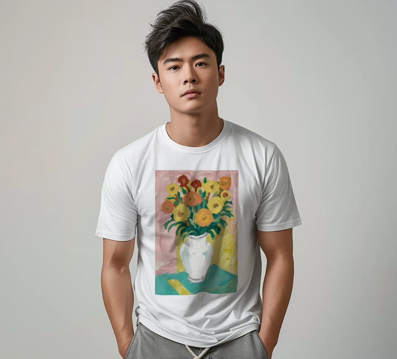 Fiori di campo in vaso bianco t-shirt da Pan Denim