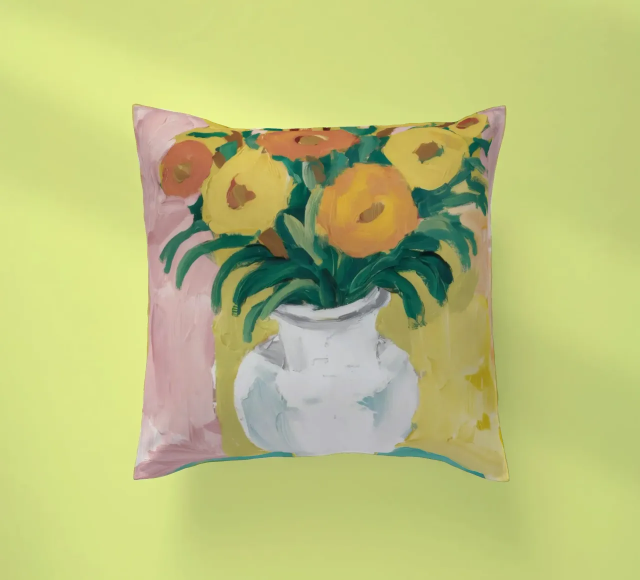 Fiori di campo in vaso bianco cuscino da Pan Denim