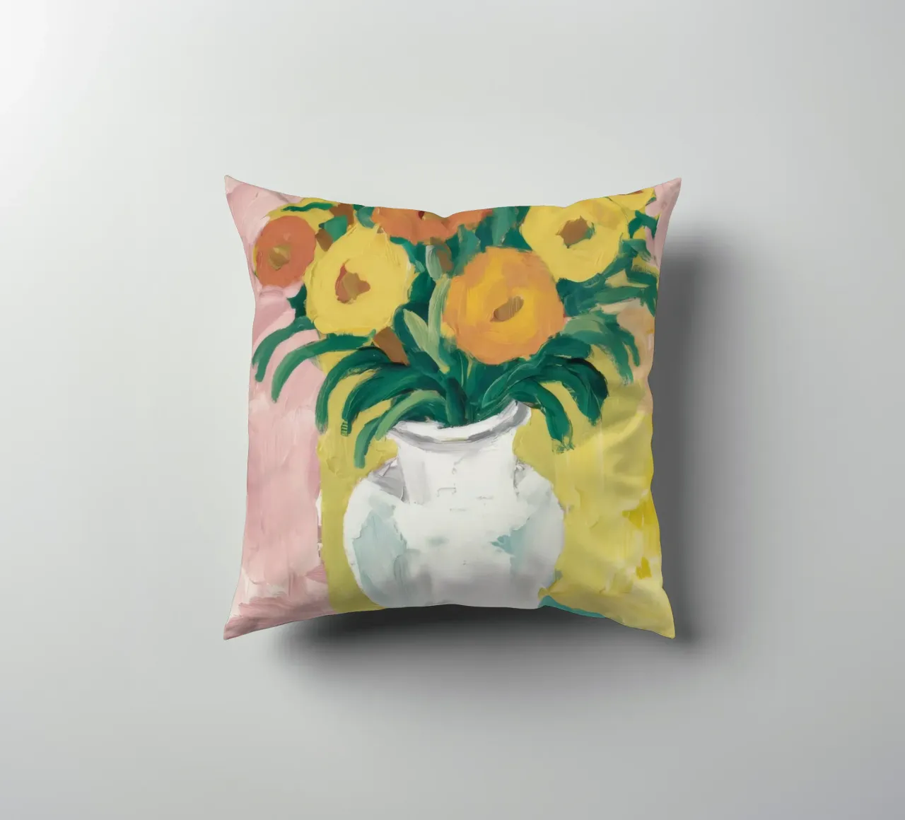 Fiori di campo in vaso bianco cuscino da Pan Denim