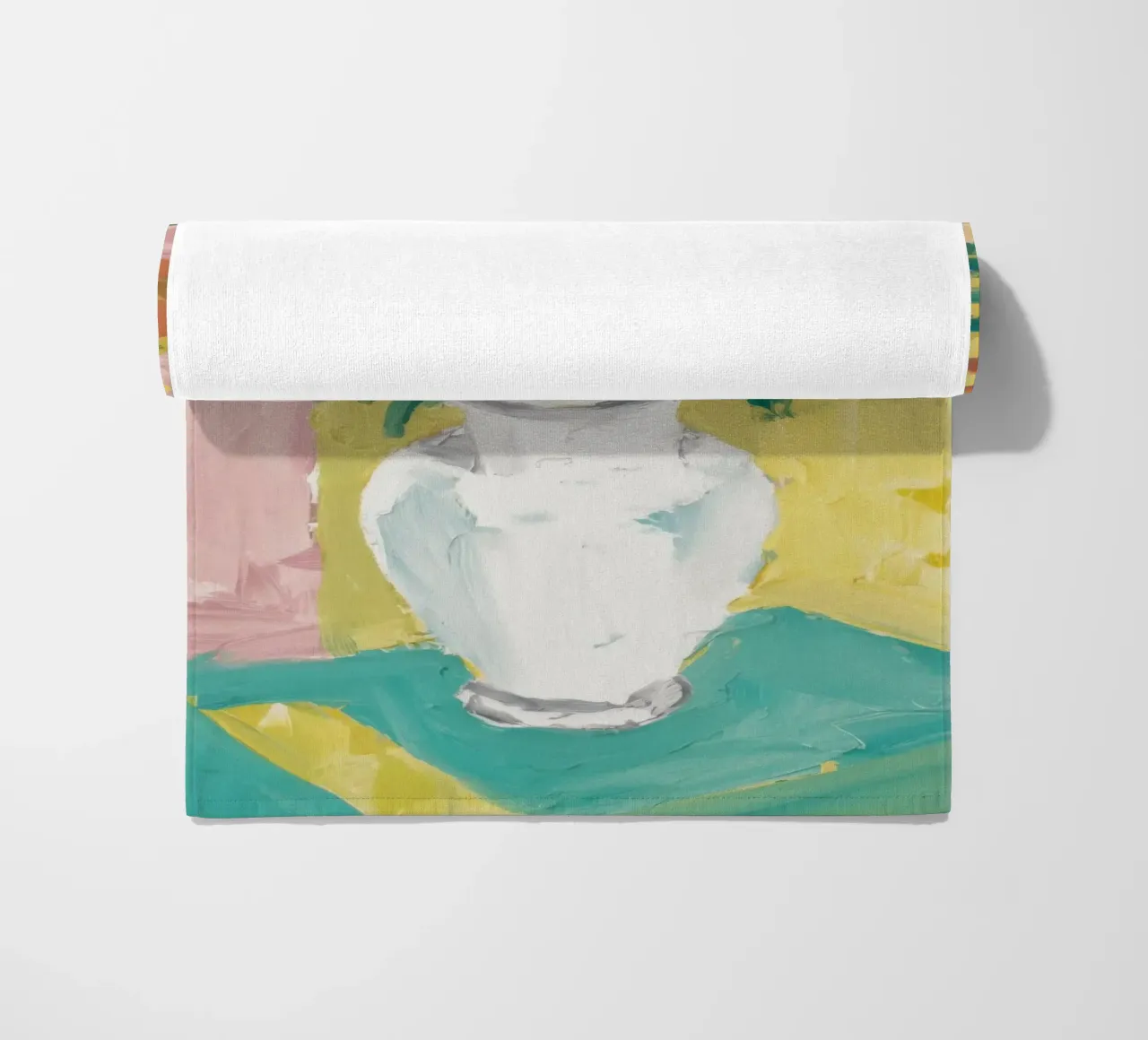 Fiori di campo in vaso bianco telo mare da Pan Denim