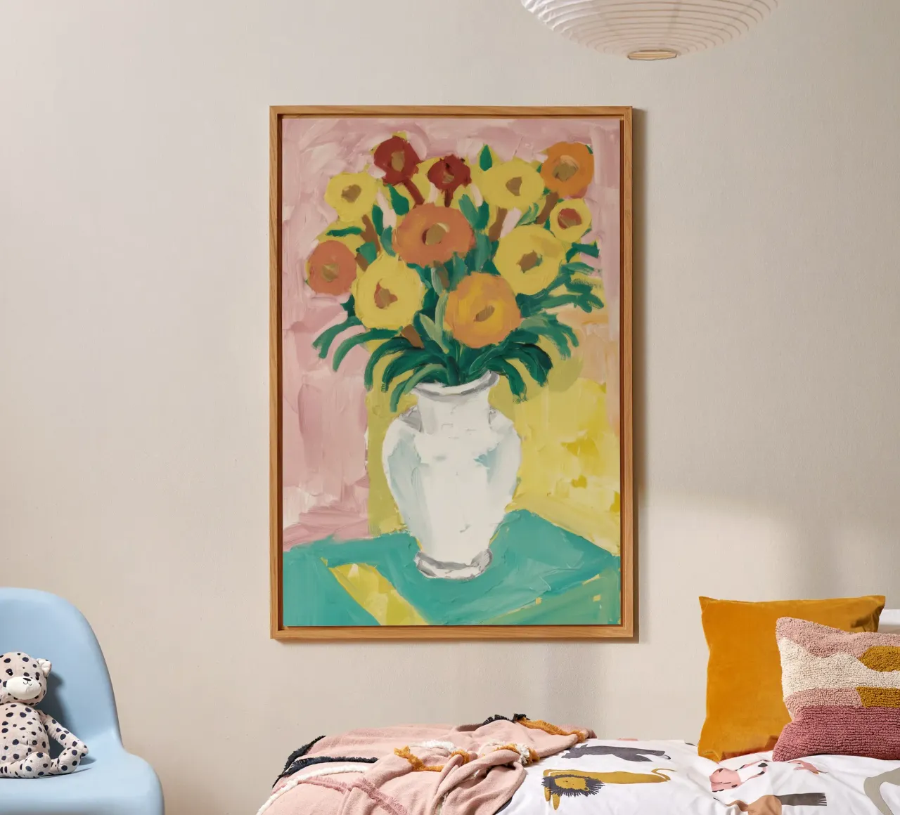 Fiori di campo in vaso bianco alluminio dibond da Pan Denim