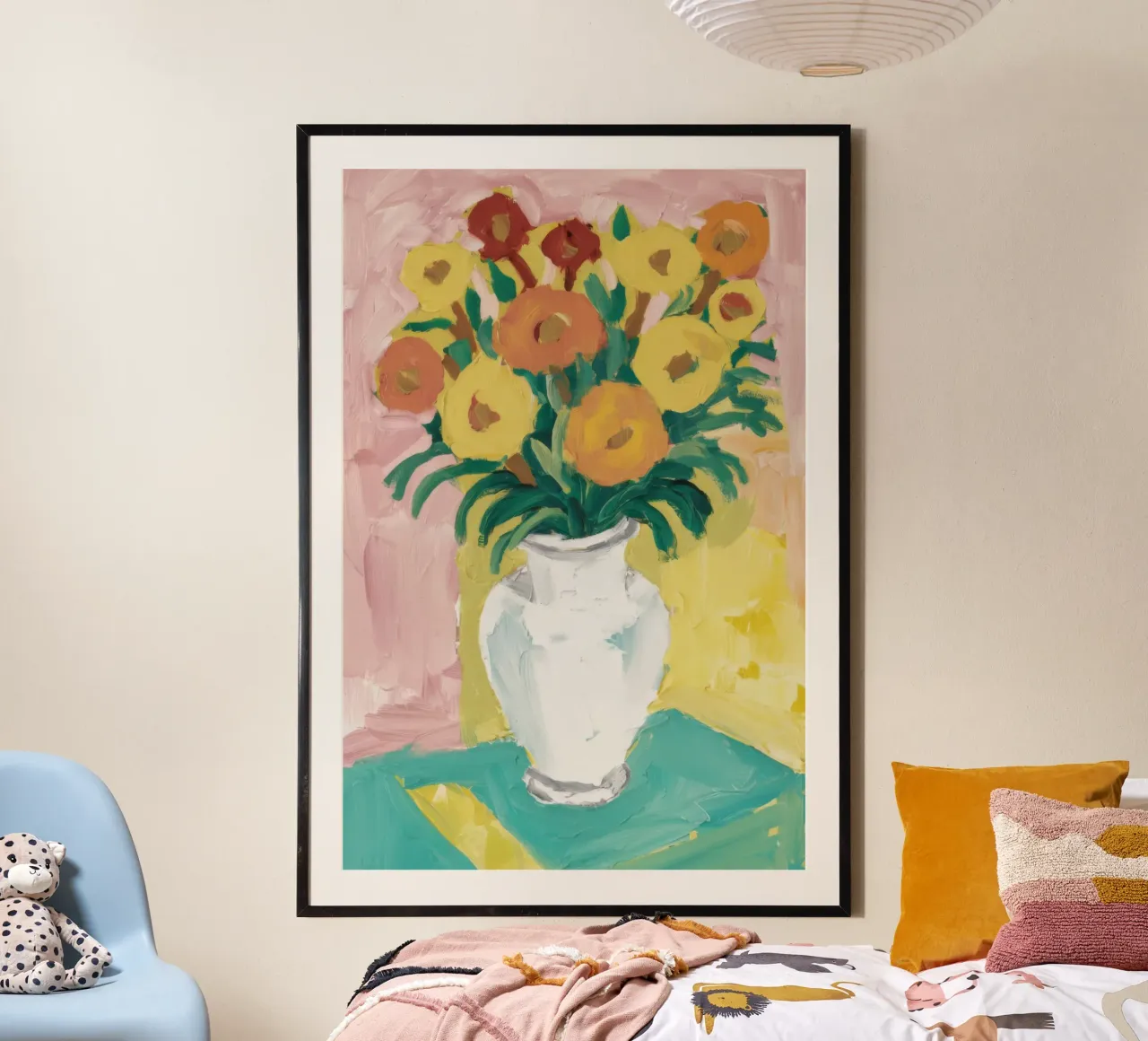 Fiori di campo in vaso bianco carta hahnemühle da Pan Denim