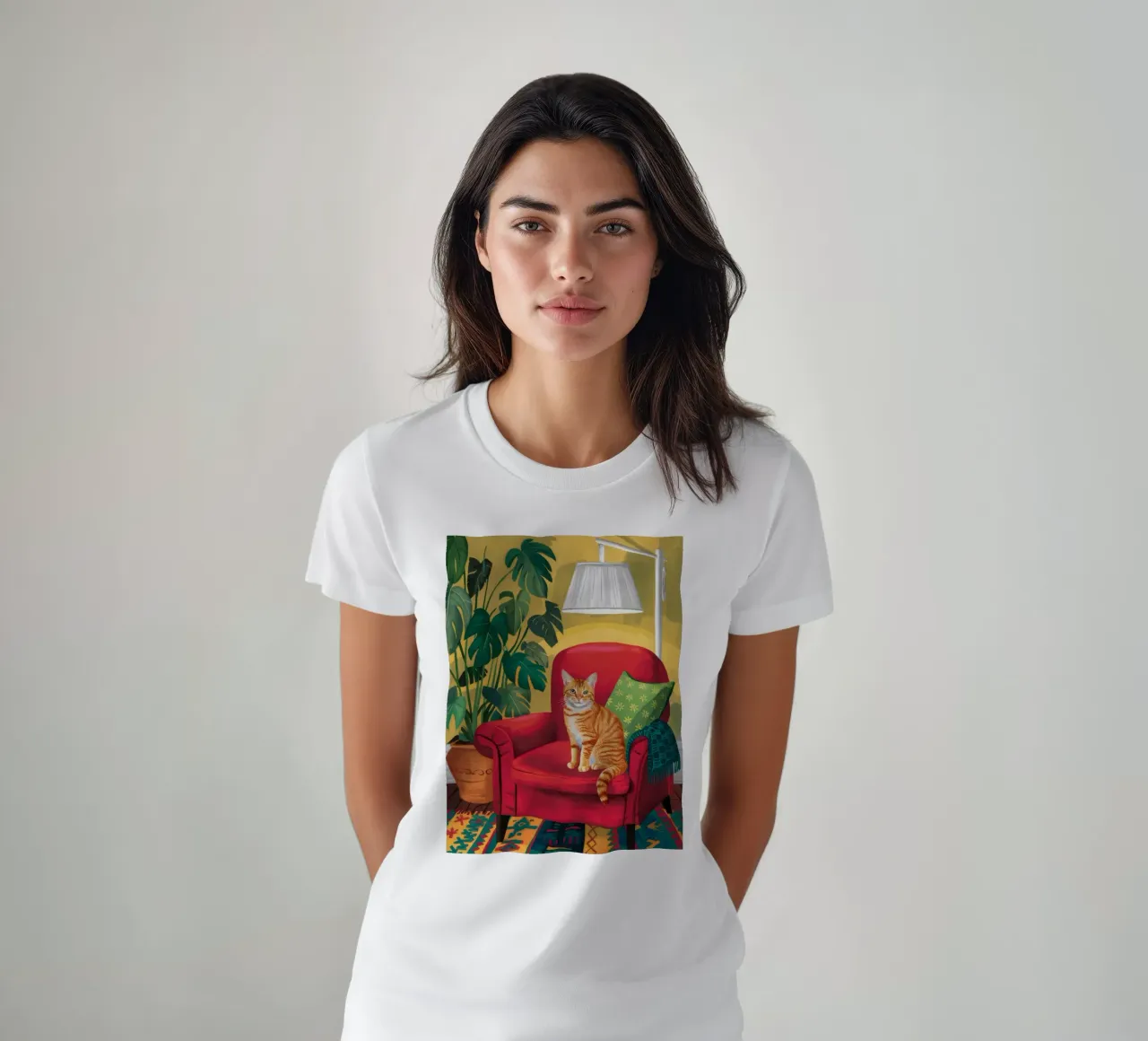 Rode fauteuil tabby t-shirt van FadeAura