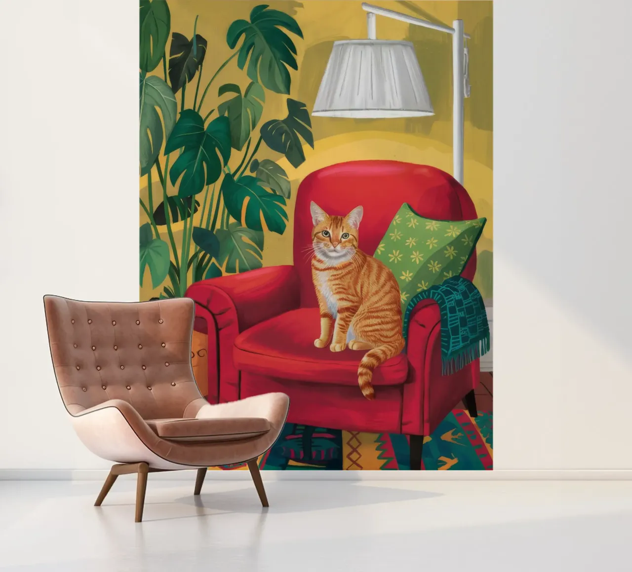 Roter Sessel Tabby Fototapete von FadeAura