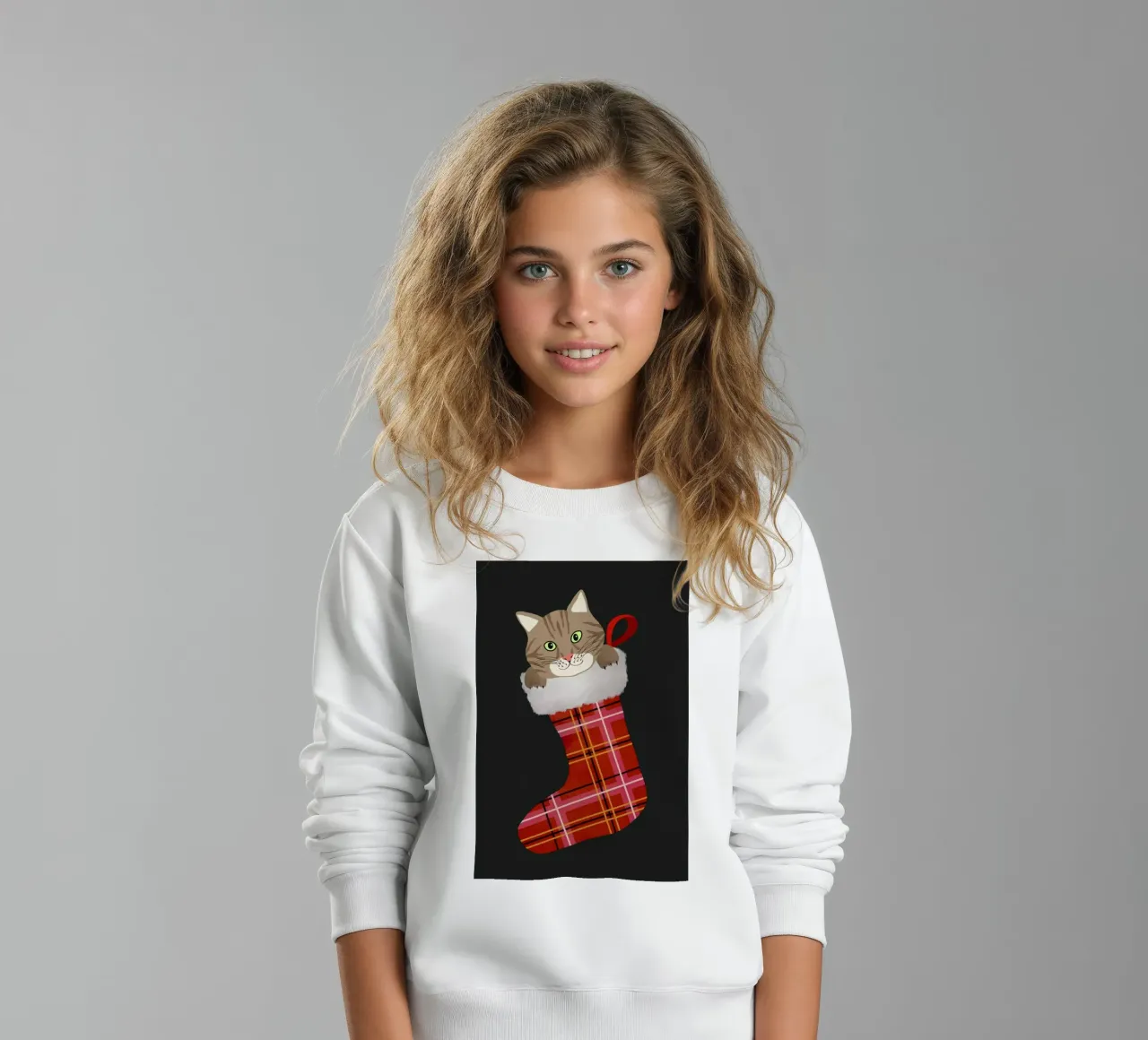 Cat In Christmas Stocking felpa bambino da cafelab