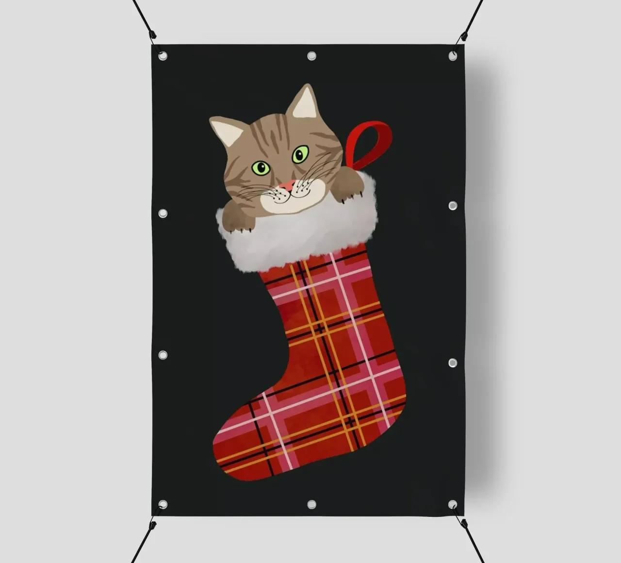 Cat In Christmas Stocking telo in pvc da cafelab