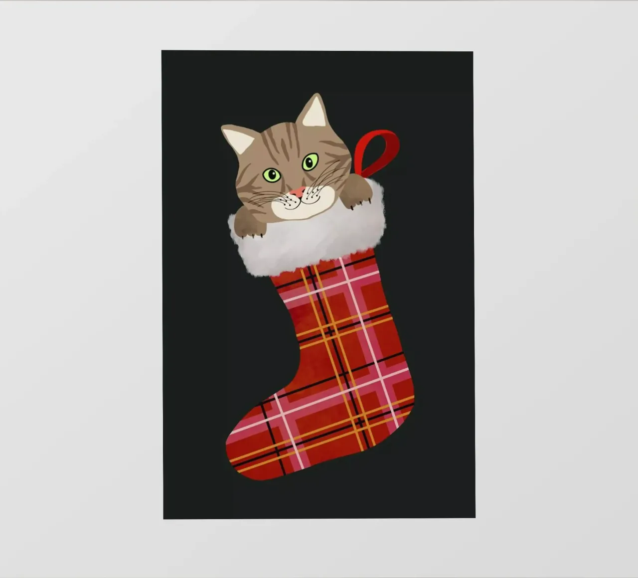 Cat In Christmas Stocking telo in pvc da cafelab