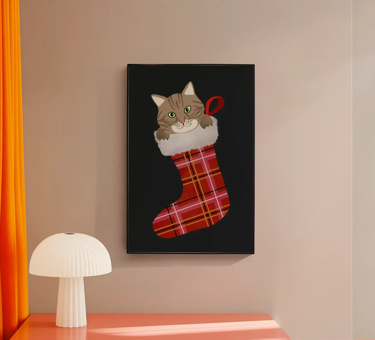 Cat In Christmas Stocking plexiglass da cafelab