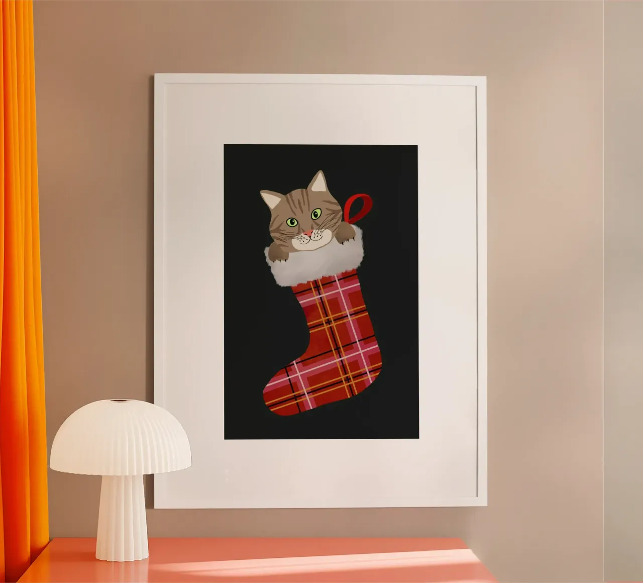 Cat In Christmas Stocking carta hahnemühle da cafelab