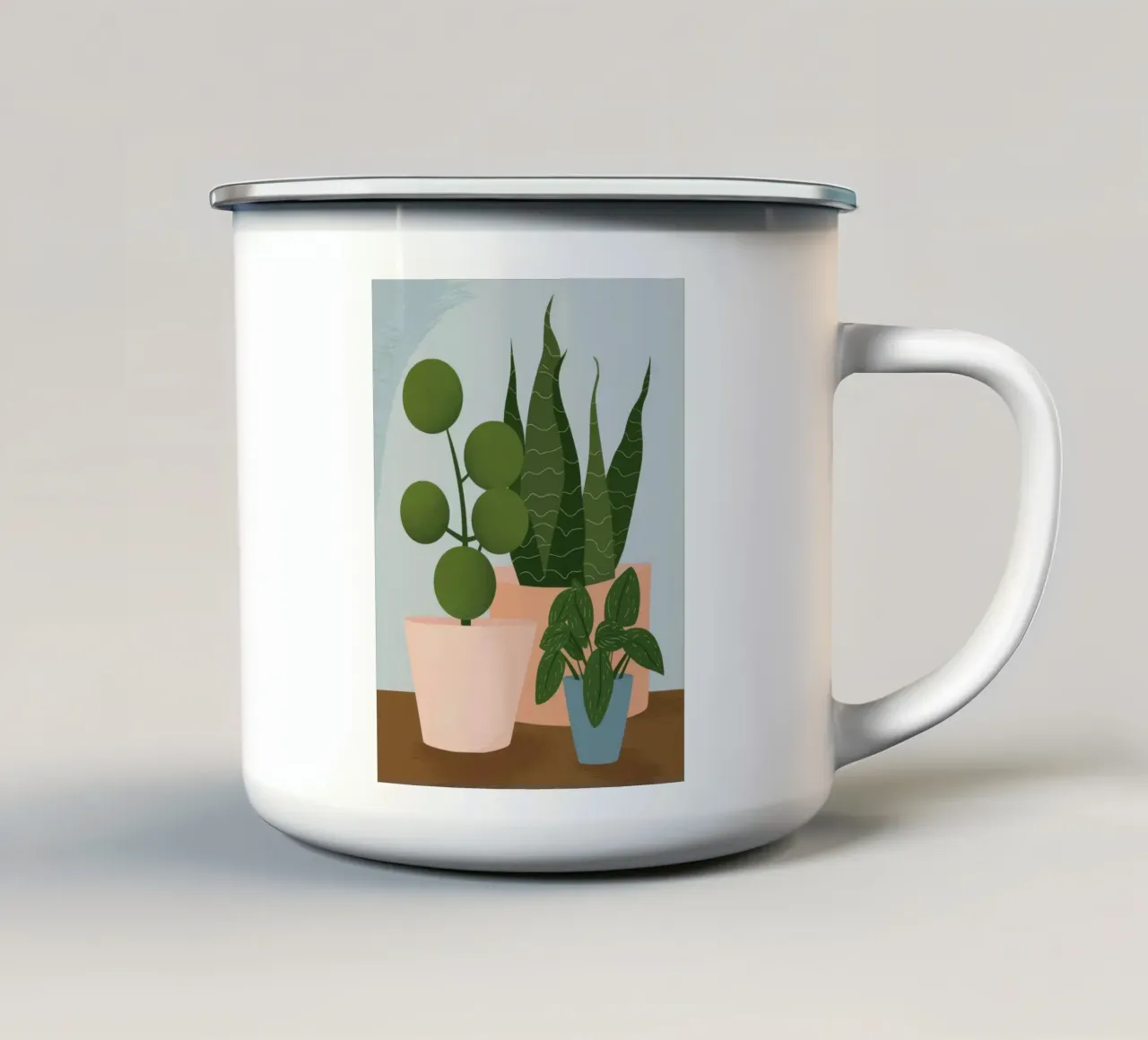 Duo di piante in vaso tazza in smalto da Haven Fantasy