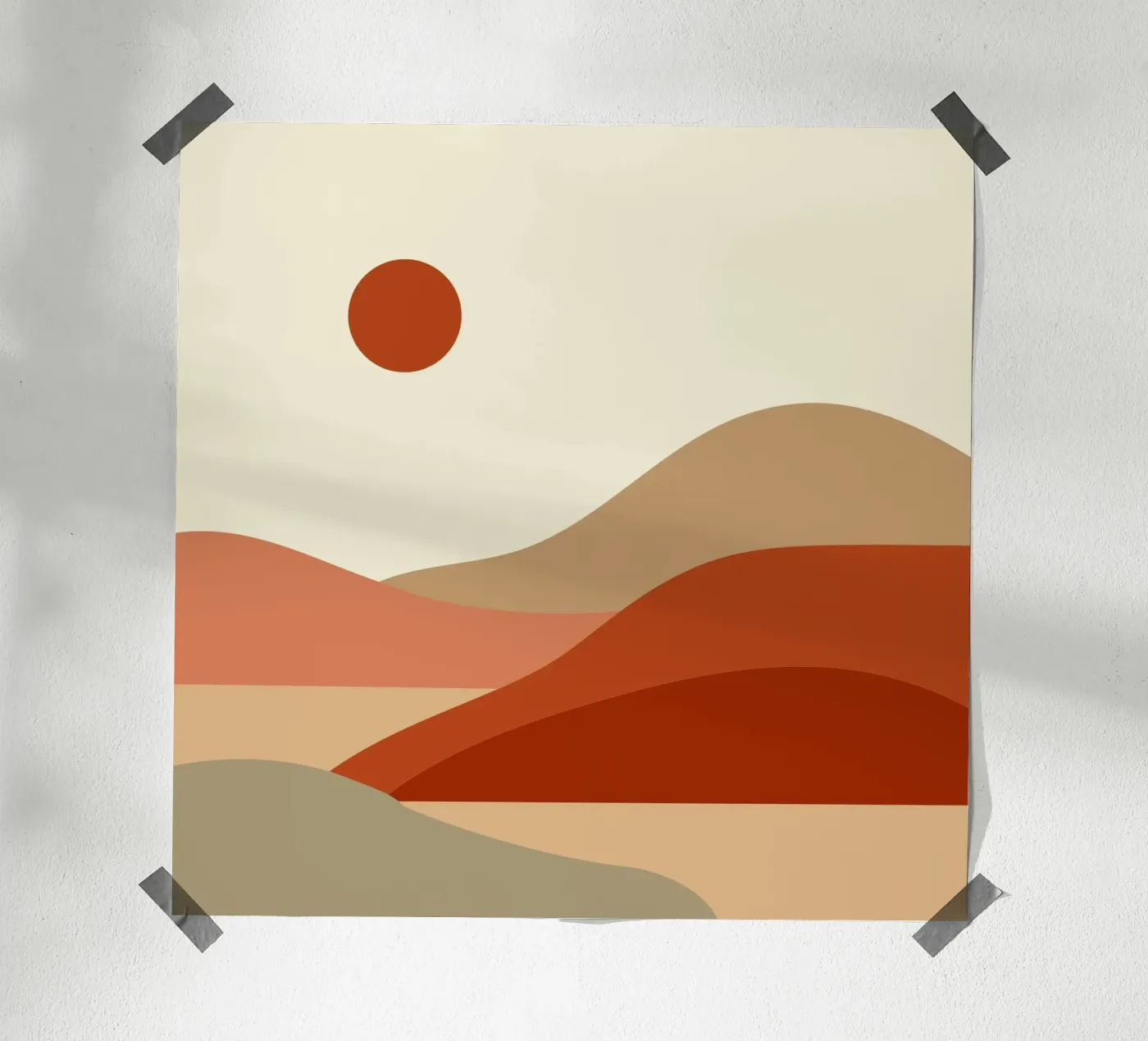 woestijn rustig landschap poster van pastel color shape