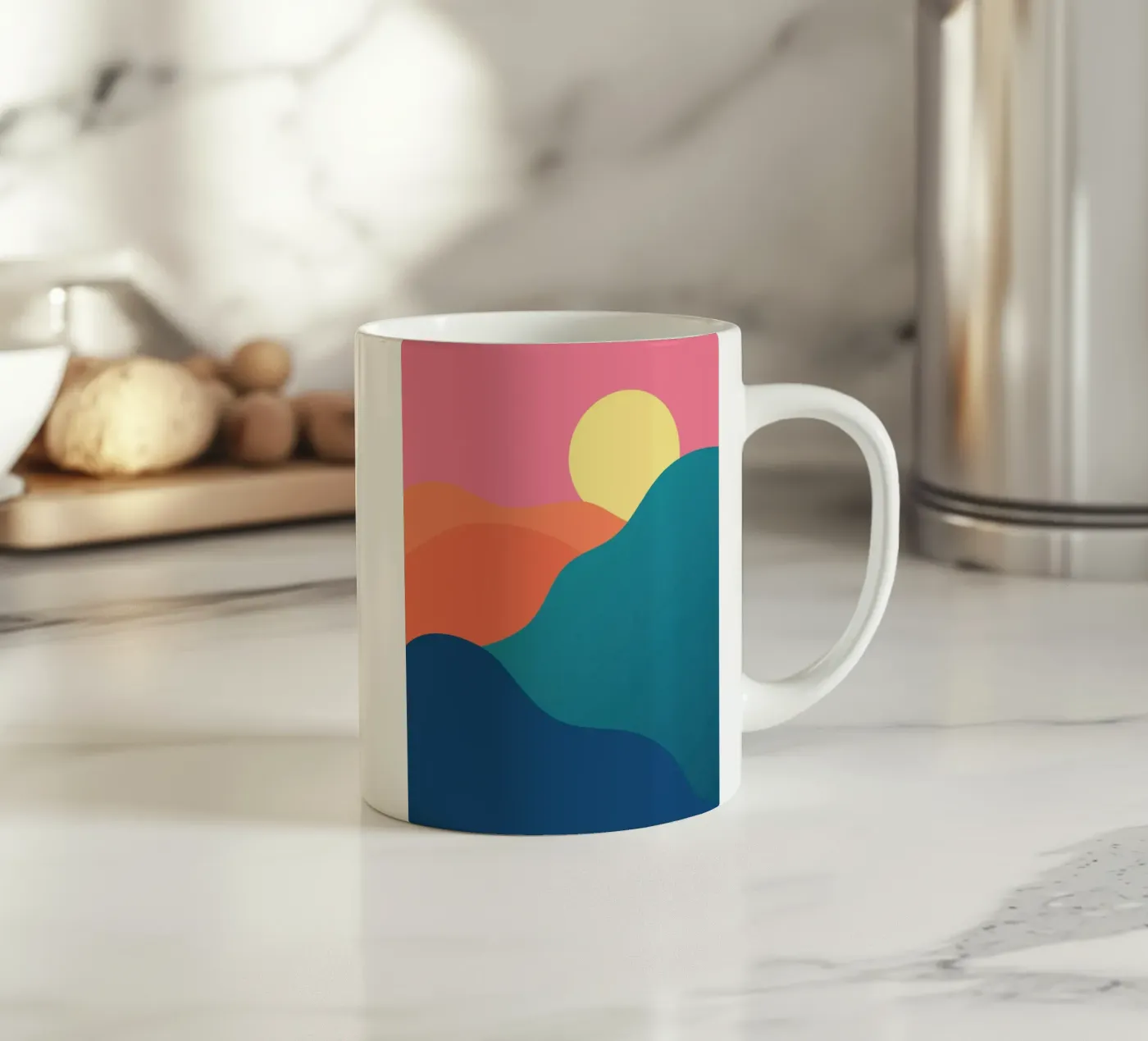 mountains gradient ceramic mug by pastel color shape