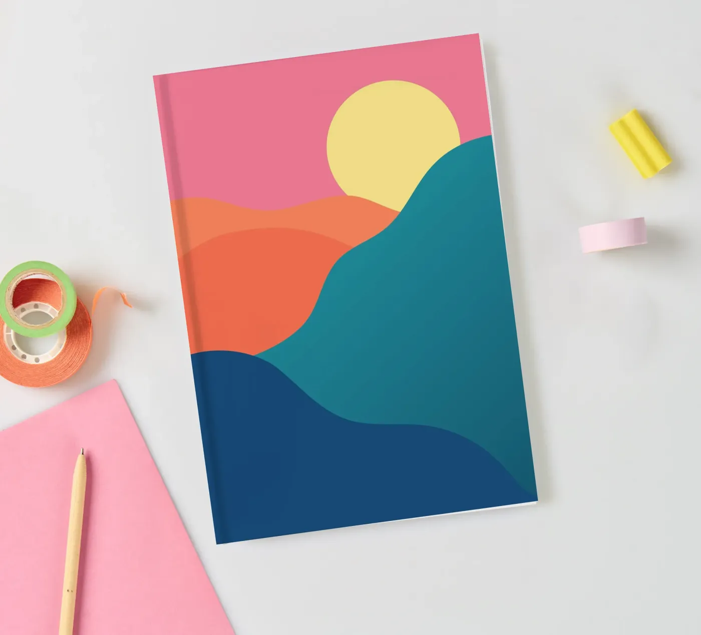 mountains gradient notebook by pastel color shape