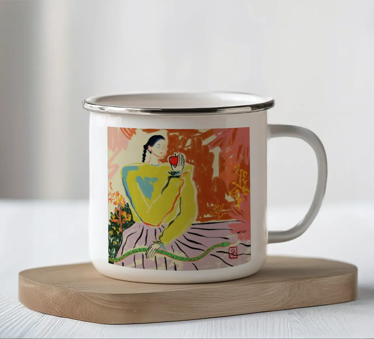 Eve tazza in smalto da Sandra Poliakov