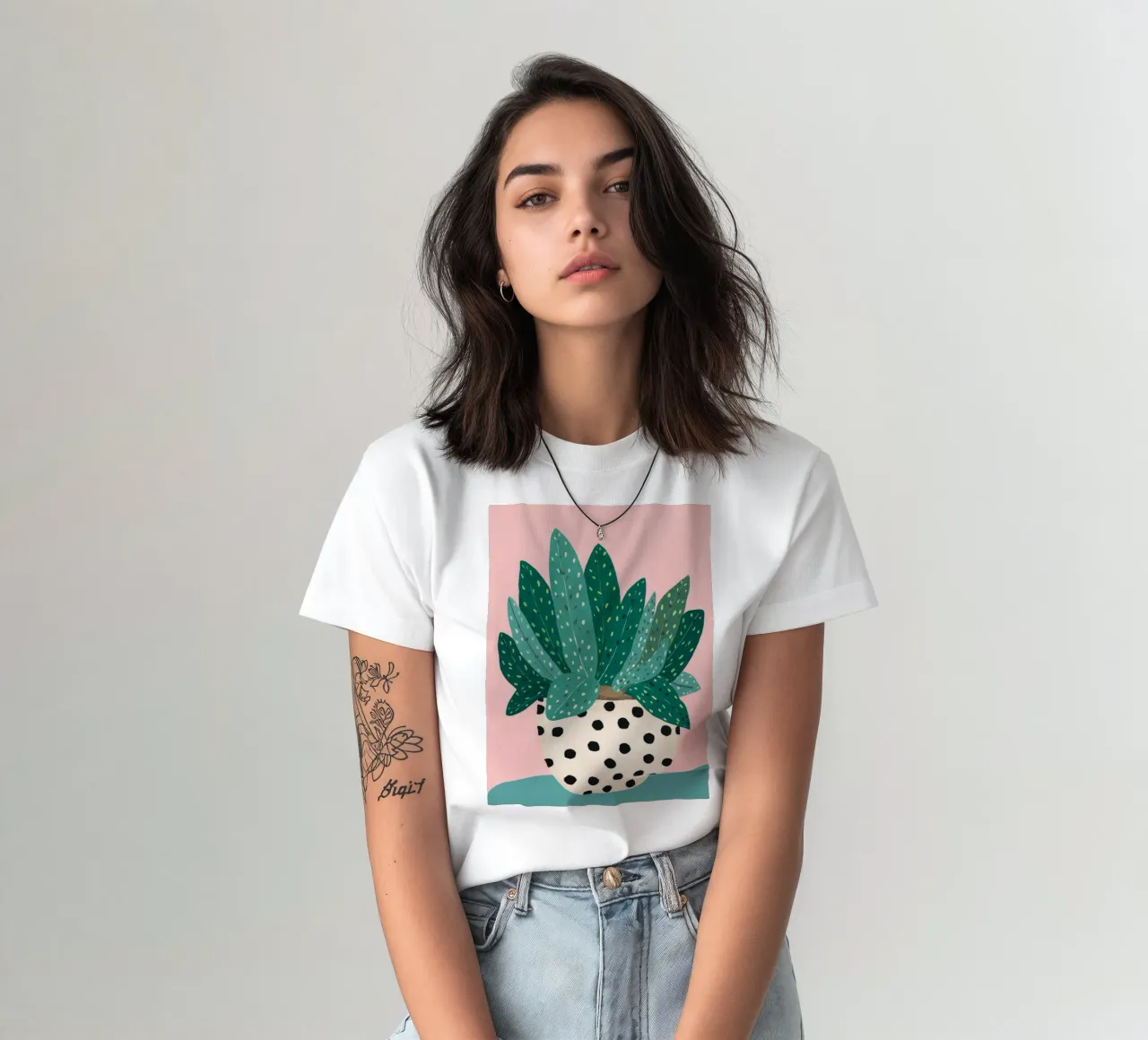 Cactus a vaso maculato t-shirt da Haven Fantasy