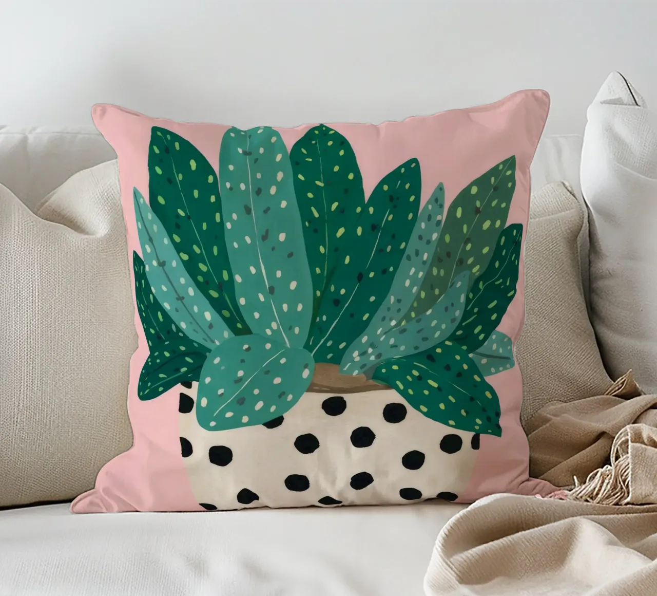 Cactus a vaso maculato cuscino da Haven Fantasy