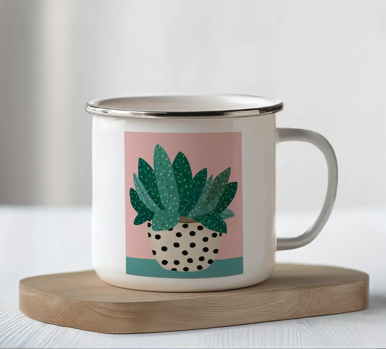 Cactus a vaso maculato tazza in smalto da Haven Fantasy