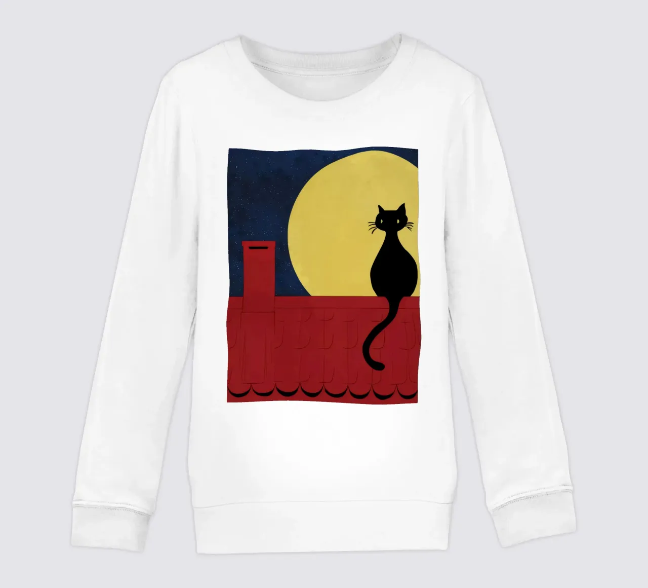Rooftop Cat Moon kids sweatshirt by FadeAura