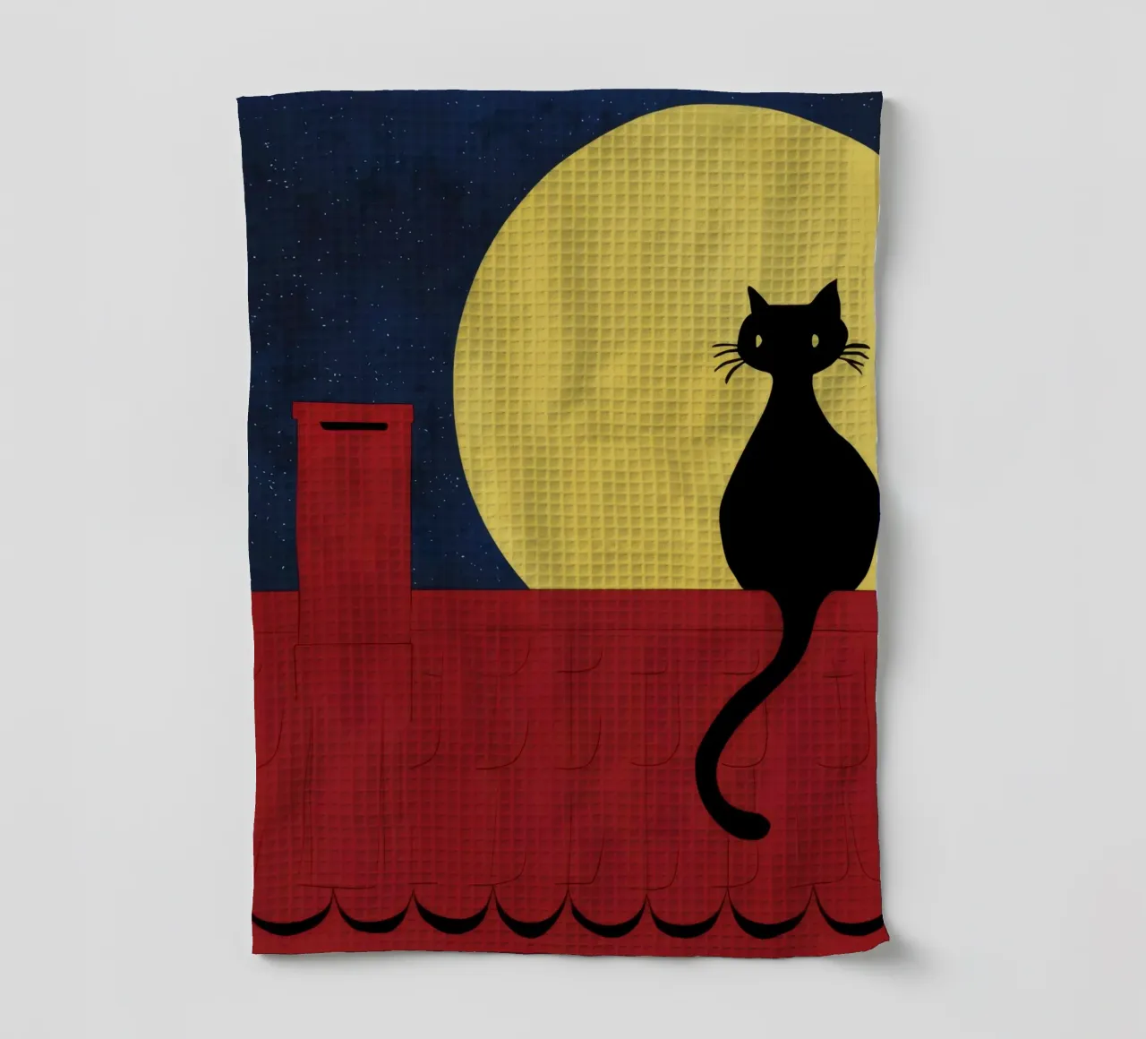 Luna di gatto sul tetto canovaccio da cucina da FadeAura