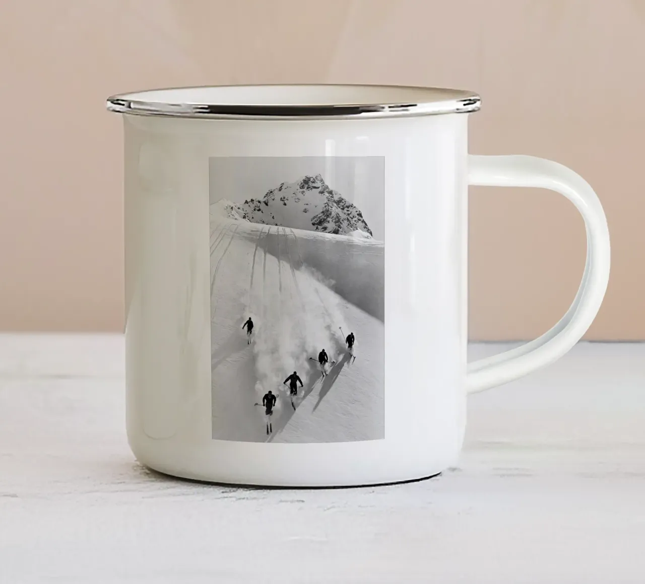 Gara di discesa libera d'epoca in Svizzera tazza in smalto da Chrisvintage
