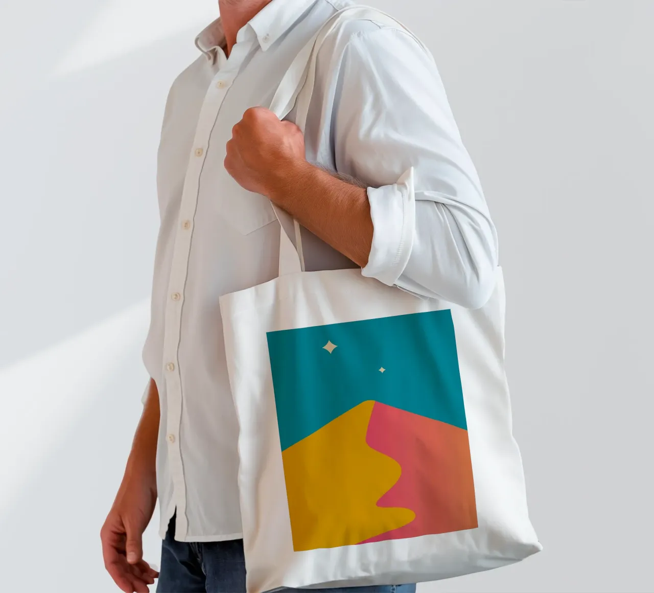 schemeringsschaduwen met kleurverloop jute draagtas van pastel color shape