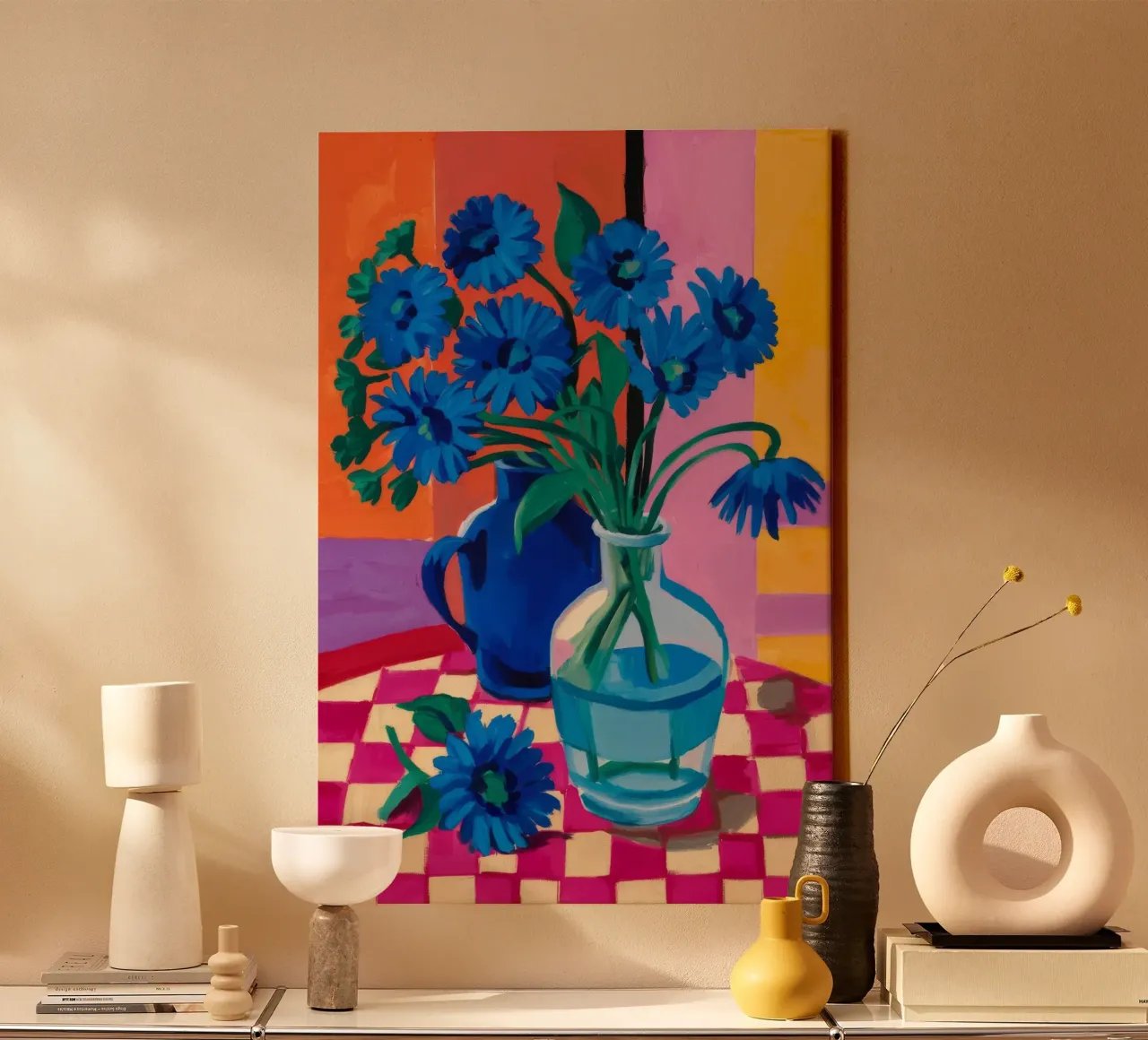 Astro della brocca azzurro tela con Cornice a cassetta da Pan Denim