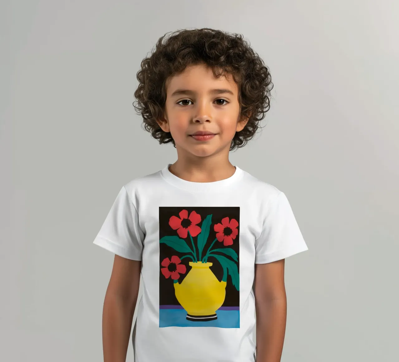Yellow Vase Red Flowers kids t-shirt by Haven Fantasy