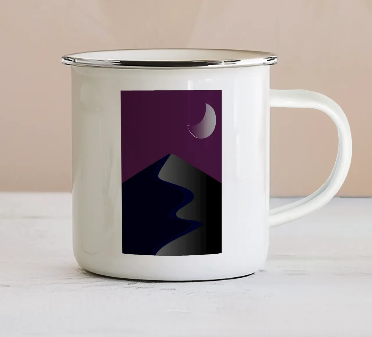 silhouette della luna tazza in smalto da pastel color shape