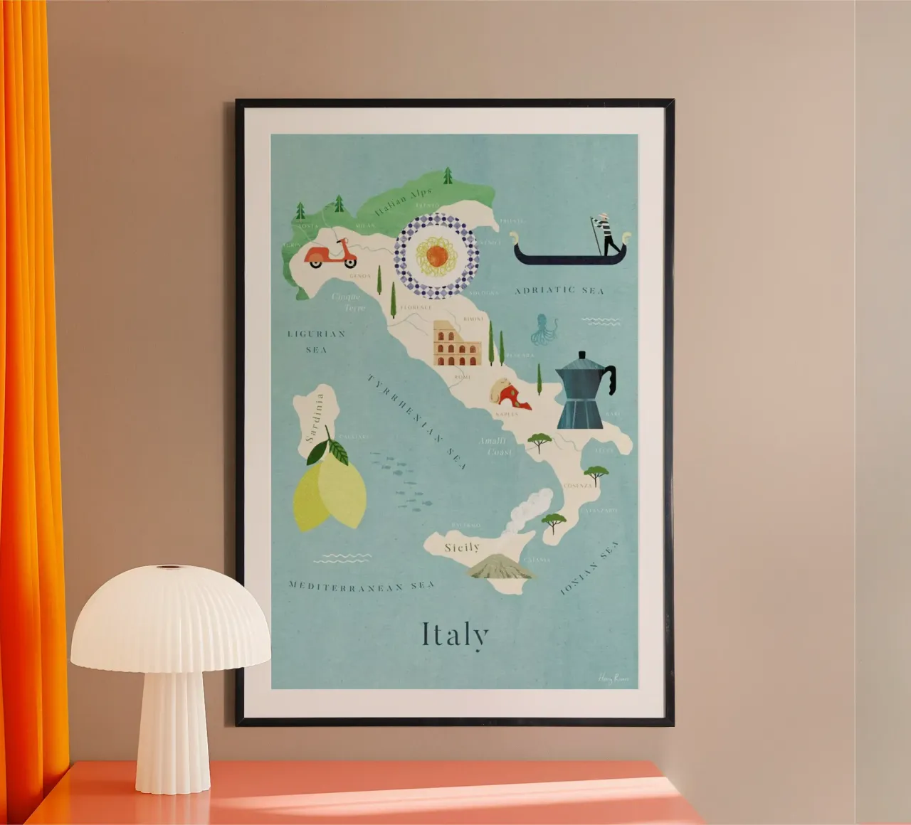Map Of Italy carta hahnemühle da Henry Rivers